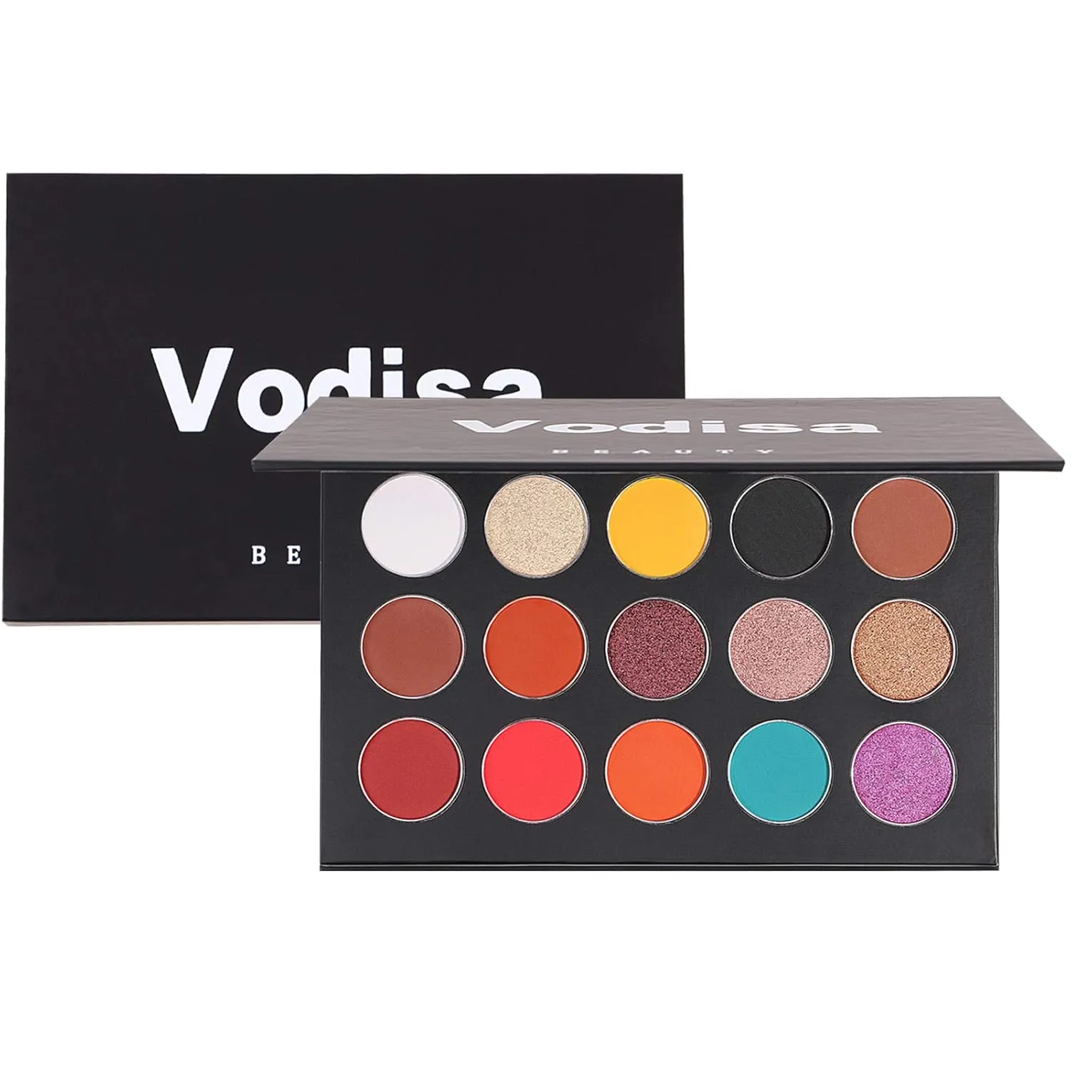 Colorful Eyeshadow Palette Matte Shimmer High Pigmented Eyeshadow Pallet 15 Colors Makeup Nudes Natural Long Lasting Waterproof Eye Shadow with Make Up Brushes Set (Black)