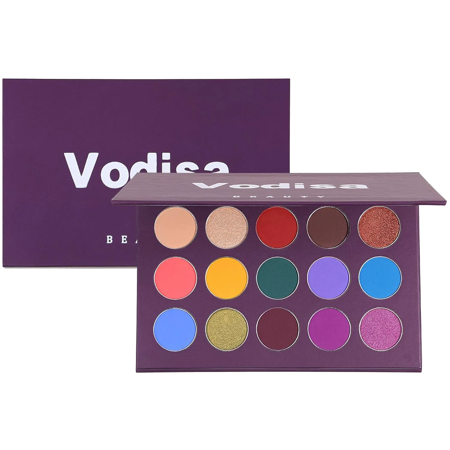 Colorful Eyeshadow Palette Matte Shimmer High Pigmented Eyeshadow Pallet 15 Colors Professional Makeup Nudes Warm Natural Long Lasting Waterproof Eye Shadow with Make Up Brushes Set (Purple)