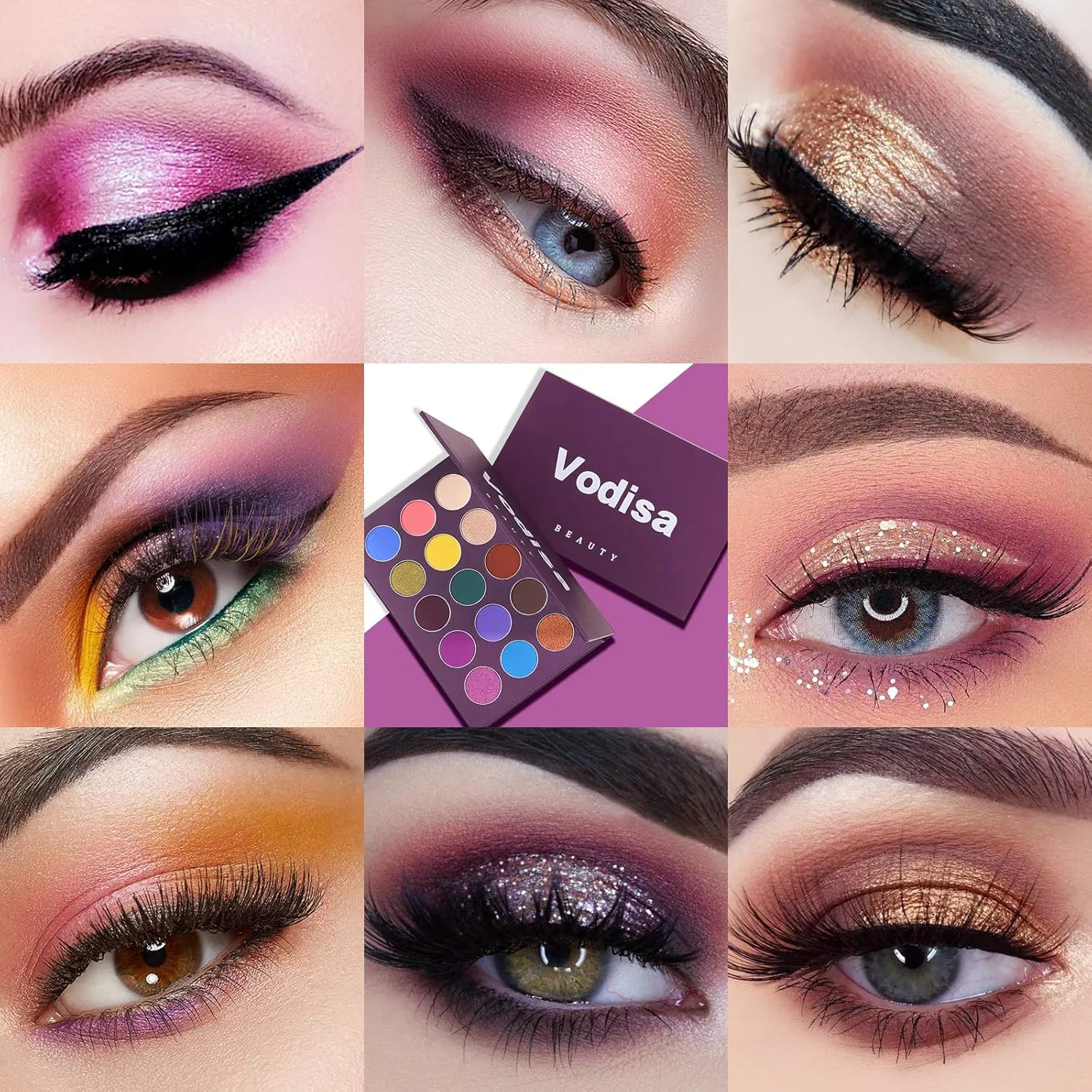 Colorful Eyeshadow Palette Matte Shimmer High Pigmented Eyeshadow Pallet 15 Colors Professional Makeup Nudes Warm Natural Long Lasting Waterproof Eye Shadow with Make Up Brushes Set (Purple)