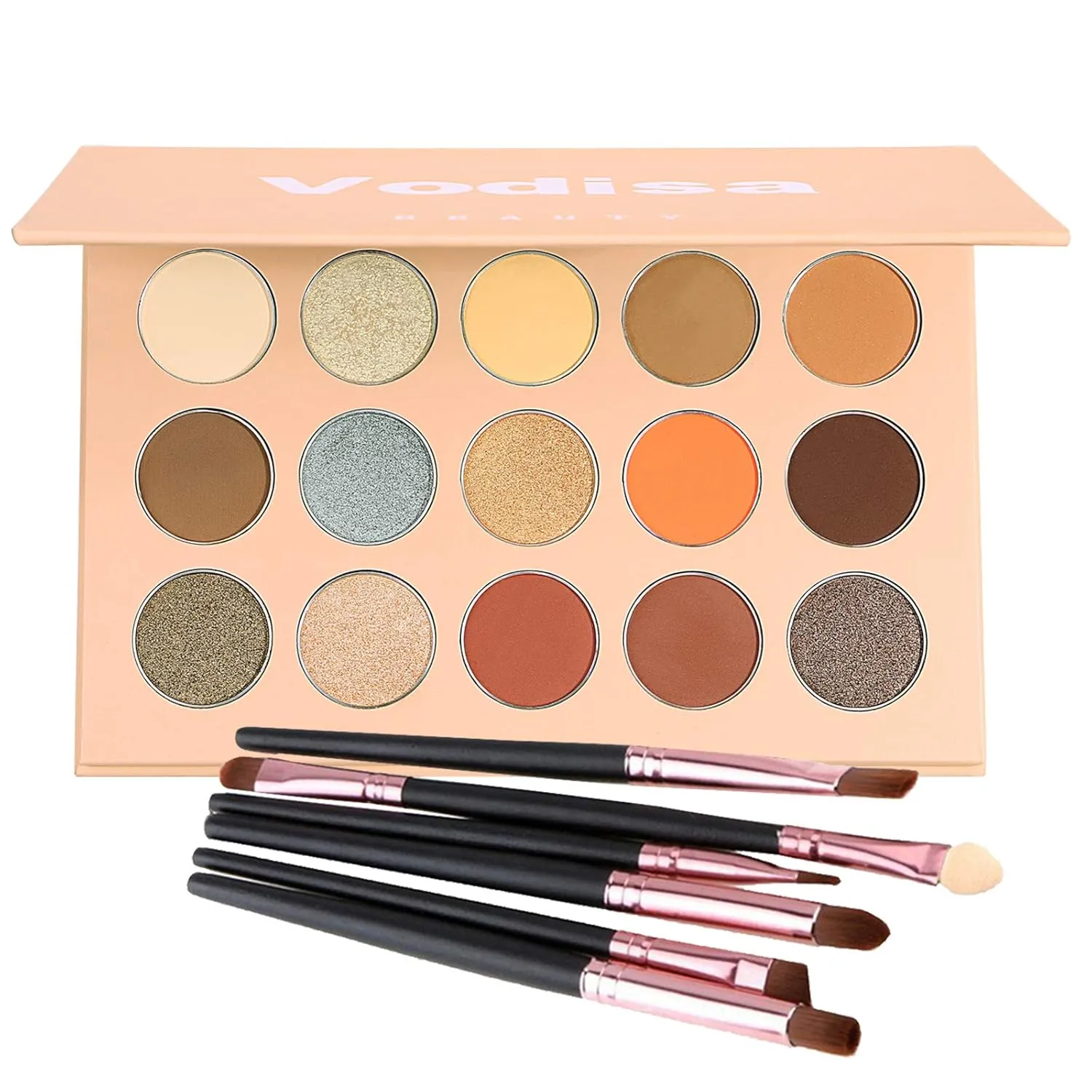 Colorful Eyeshadow Palette Matte Shimmer High Pigmented Eyeshadow Pallet 15 Colors Professional Nudes Warm Natural Long Lasting Waterproof Eye Shadow with Make Up Brushes Set (Brown)