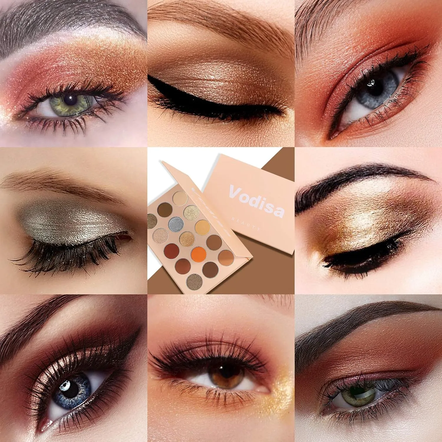 Colorful Eyeshadow Palette Matte Shimmer High Pigmented Eyeshadow Pallet 15 Colors Professional Nudes Warm Natural Long Lasting Waterproof Eye Shadow with Make Up Brushes Set (Brown)