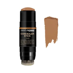 Concealer Stick - Men’s 2-in-1 Concealer & Brush - For Blemishes, Dark Circles, Scars, Acne & Uneven Skin Tones - Natural Finish - All Skin Types - Vegan - Dark - 1 Stick
