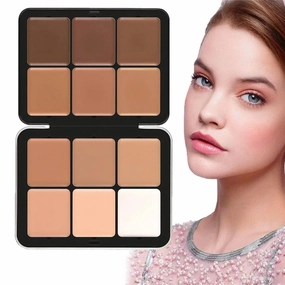 Concealer Palette,12 Colors Color Correcting Concealer Foundation Palette,2-In-1 Cream Blush,Long-Wearing Full-Coverage Makeup,Smudge Proof Blendable Matte Finish Highlighter Contour Palette (12-E)
