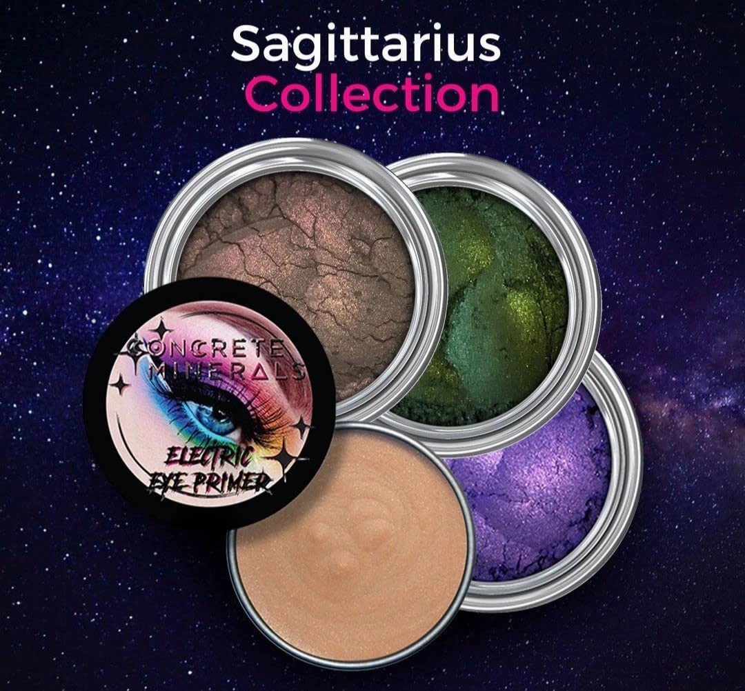 Concrete Minerals Variety Collection, Silky- Smooth and Highly Pigmented Cosmetics, 100% Vegan and Cruelty Free, Loose Mineral Eyeshadow Powder, Handmade in USA, (Sagittarius)