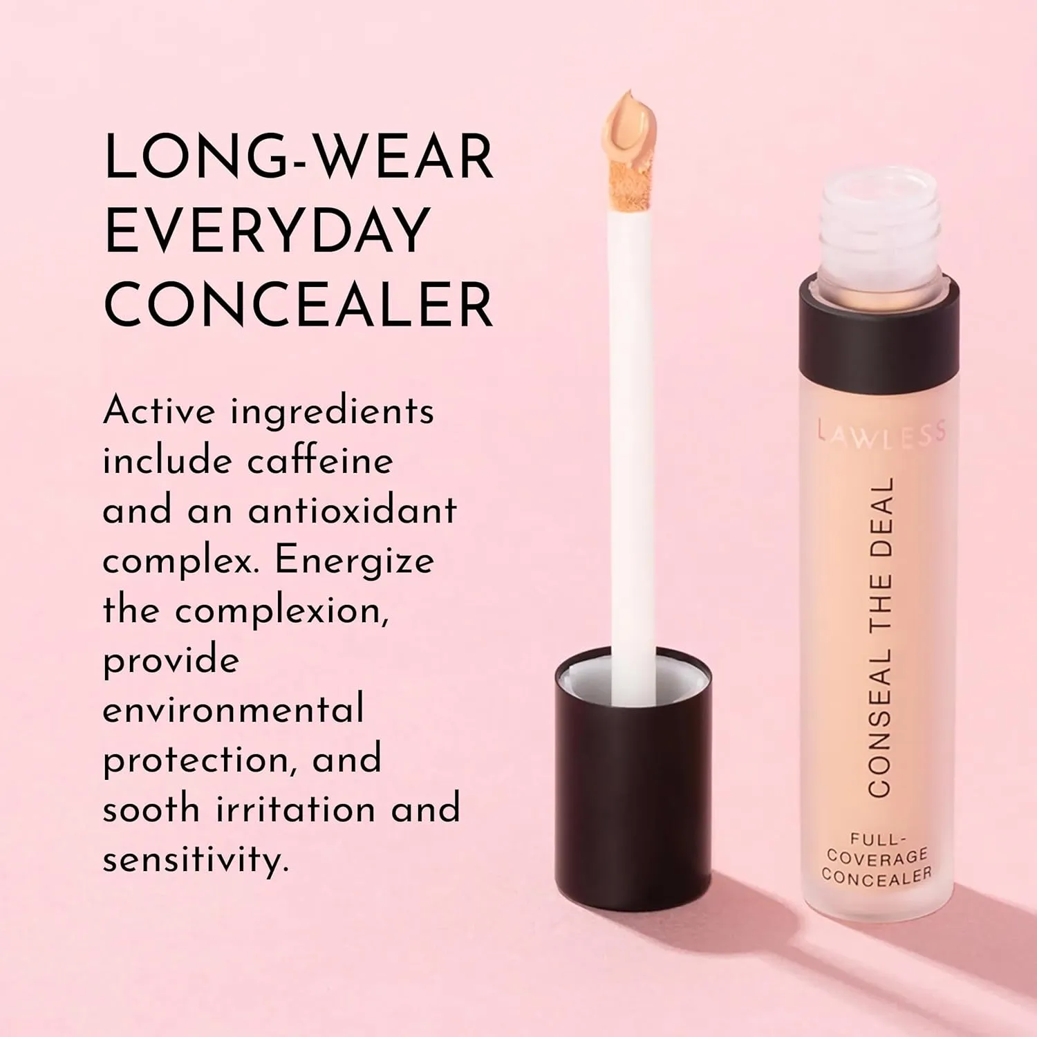 Conseal The Deal Lightweight Longwear Everyday Concealer - Ballet - with Antioxidants and Caffeine to Reduce Dark Circles and Puffiness. Long-Wearing and Self-Setting, Silicone-Free - 5 ml.