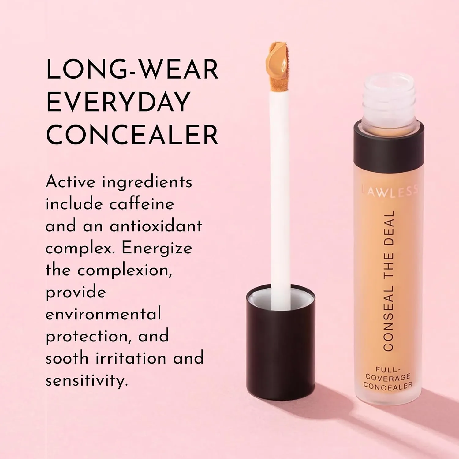 Conseal The Deal Lightweight Longwear Everyday Concealer - Caramello - with Antioxidants and Caffeine to Reduce Dark Circles and Puffiness. Long-Wearing and Self-Setting, Silicone-Free - 5 ml.