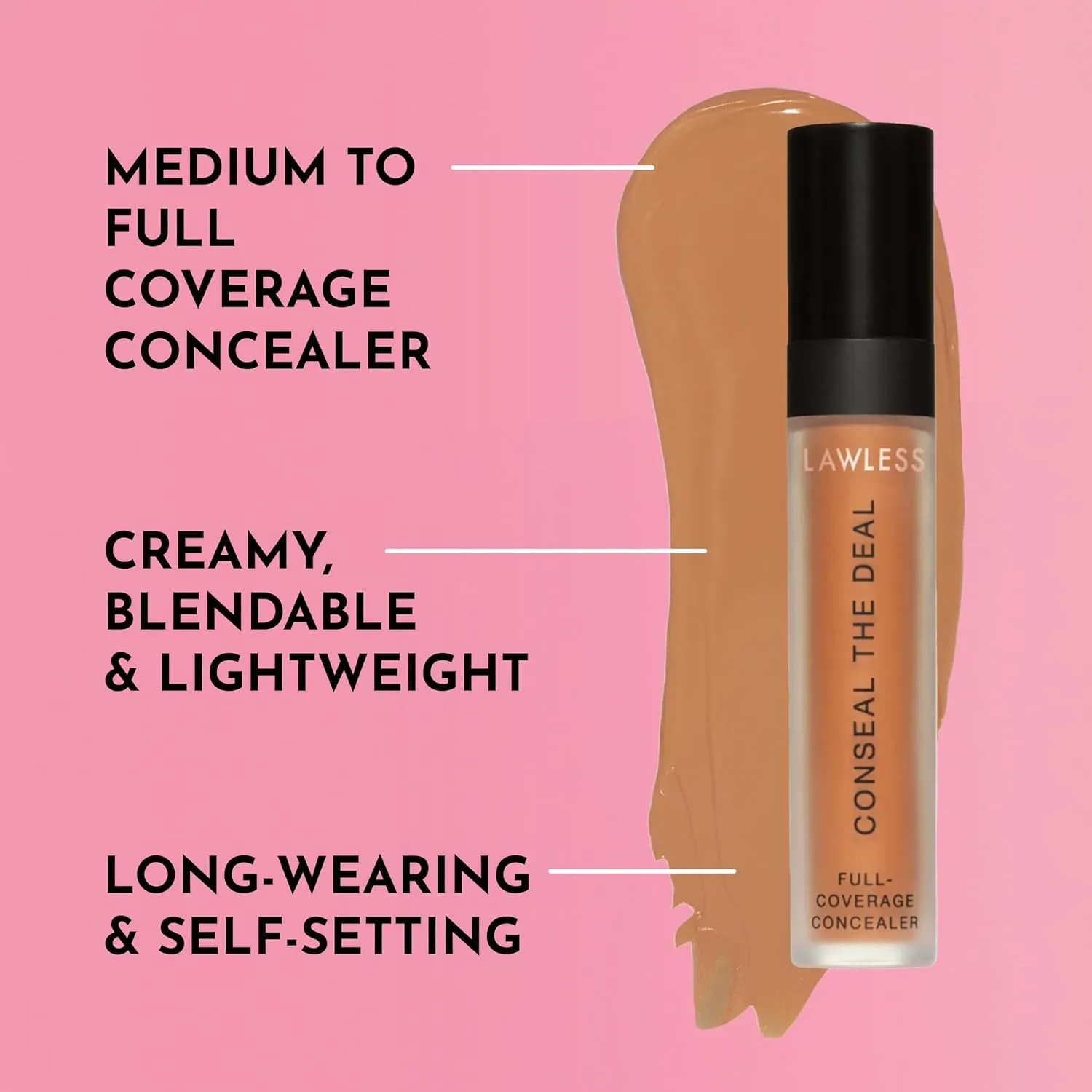 Conseal The Deal Lightweight Longwear Everyday Concealer - Caramello - with Antioxidants and Caffeine to Reduce Dark Circles and Puffiness. Long-Wearing and Self-Setting, Silicone-Free - 5 ml.