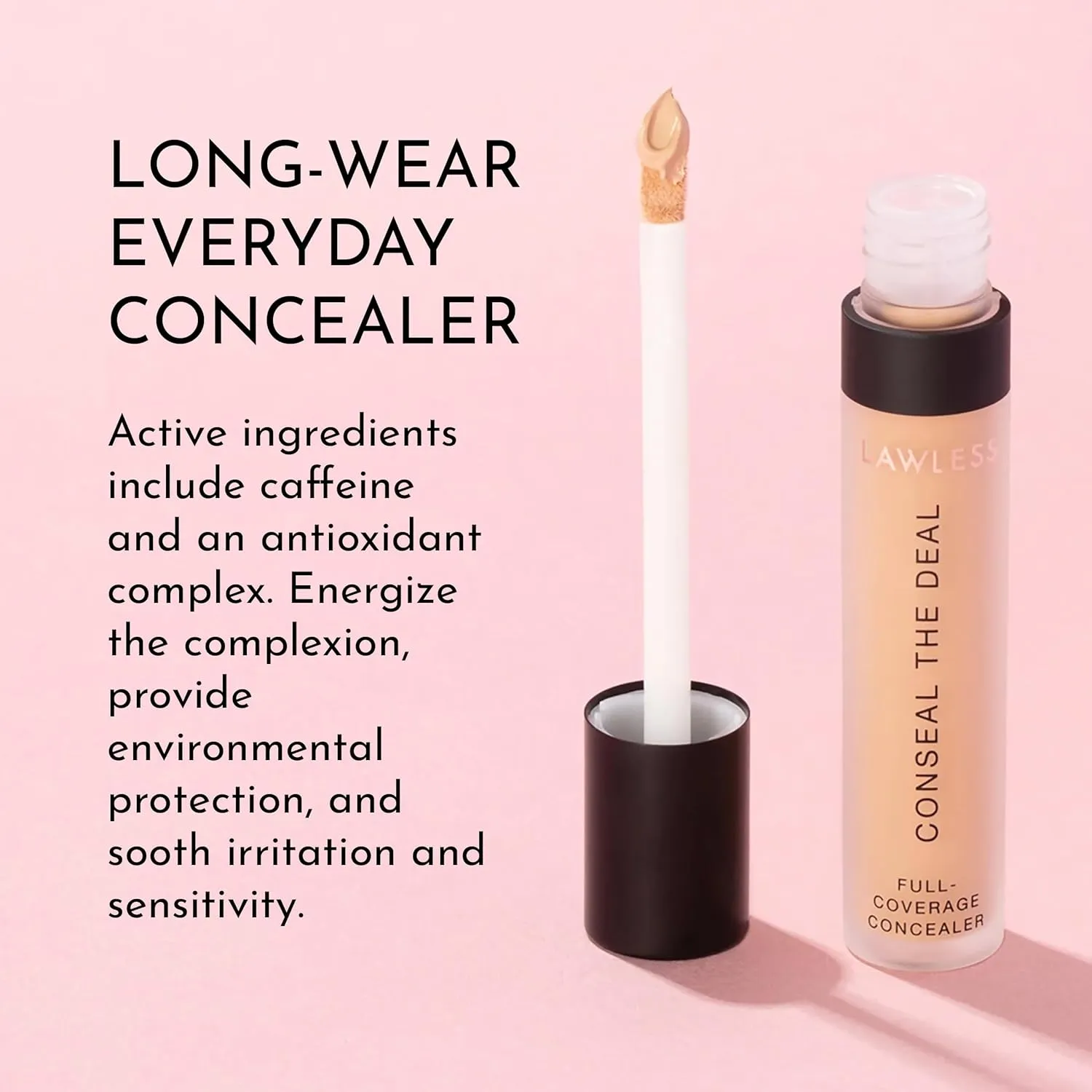 Conseal The Deal Lightweight Longwear Everyday Concealer - Cashew - with Antioxidants and Caffeine to Reduce Dark Circles and Puffiness. Long-Wearing and Self-Setting, Silicone-Free - 5 ml.