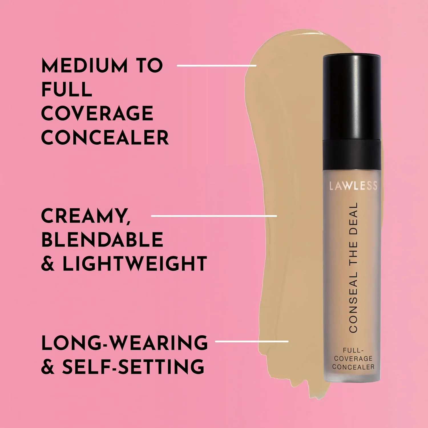 Conseal The Deal Lightweight Longwear Everyday Concealer - Cashew - with Antioxidants and Caffeine to Reduce Dark Circles and Puffiness. Long-Wearing and Self-Setting, Silicone-Free - 5 ml.