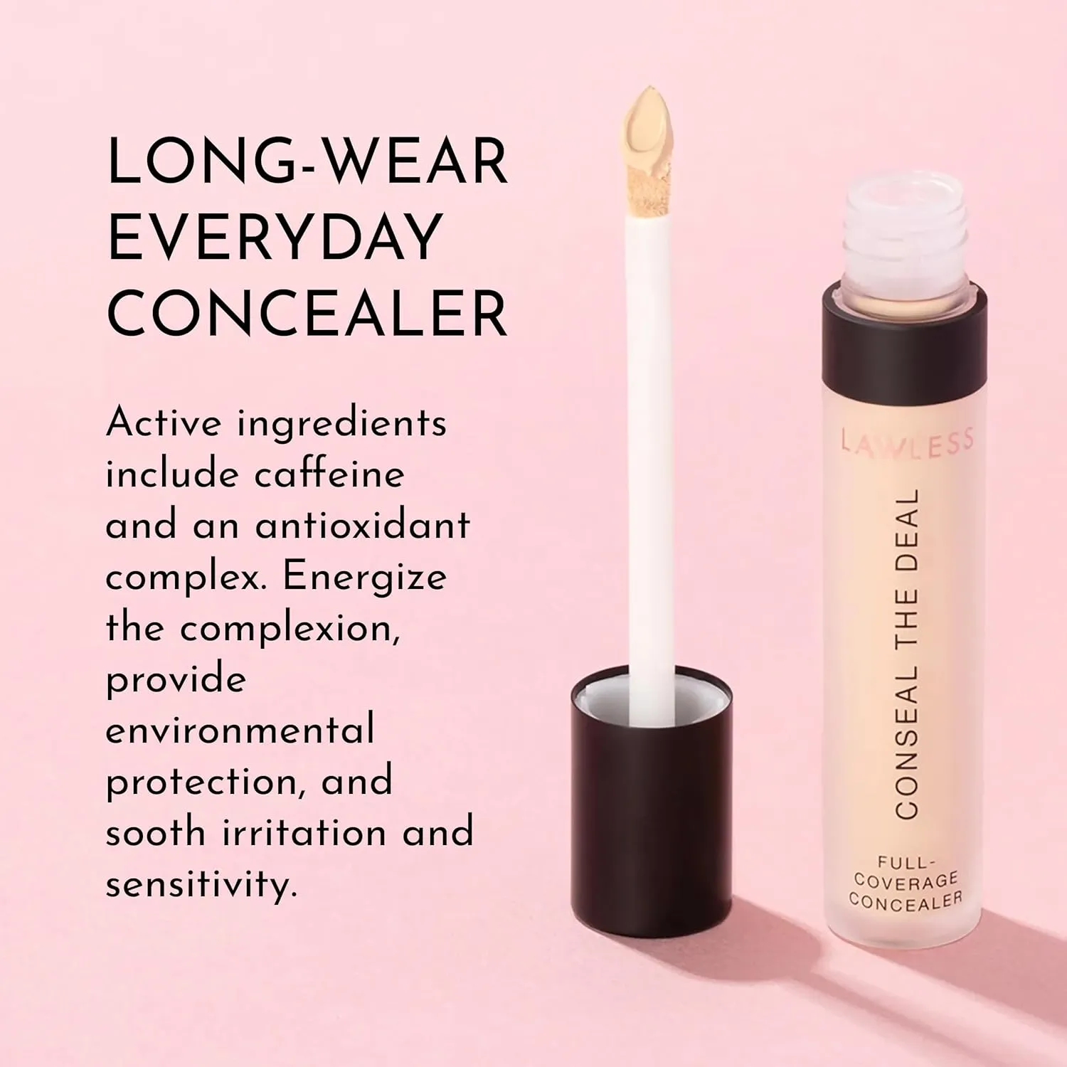 Conseal The Deal Lightweight Longwear Everyday Concealer - Cream Puff - with Antioxidants and Caffeine to Reduce Dark Circles and Puffiness. Long-Wearing, Self-Setting, Silicone-Free - 5 ml