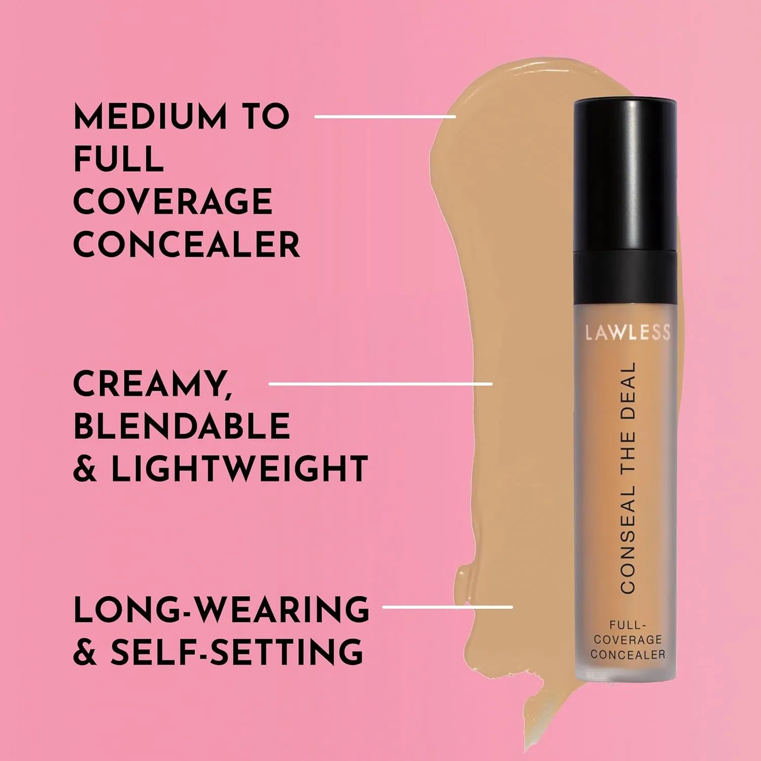 Conseal The Deal Lightweight Longwear Everyday Concealer - Goldie - with Antioxidants and Caffeine to Reduce Dark Circles and Puffiness. Long-Wearing and Self-Setting, Silicone-Free - 5 ml.