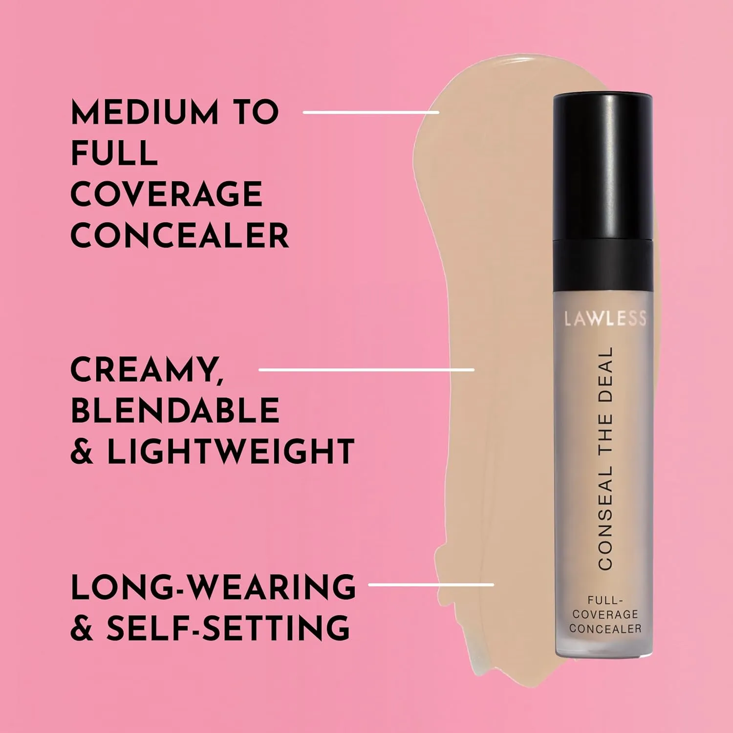 Conseal The Deal Lightweight Longwear Everyday Concealer - Linen - with Antioxidants and Caffeine to Reduce Dark Circles and Puffiness. Long-Wearing and Self-Setting, Silicone-Free - 5 ml.
