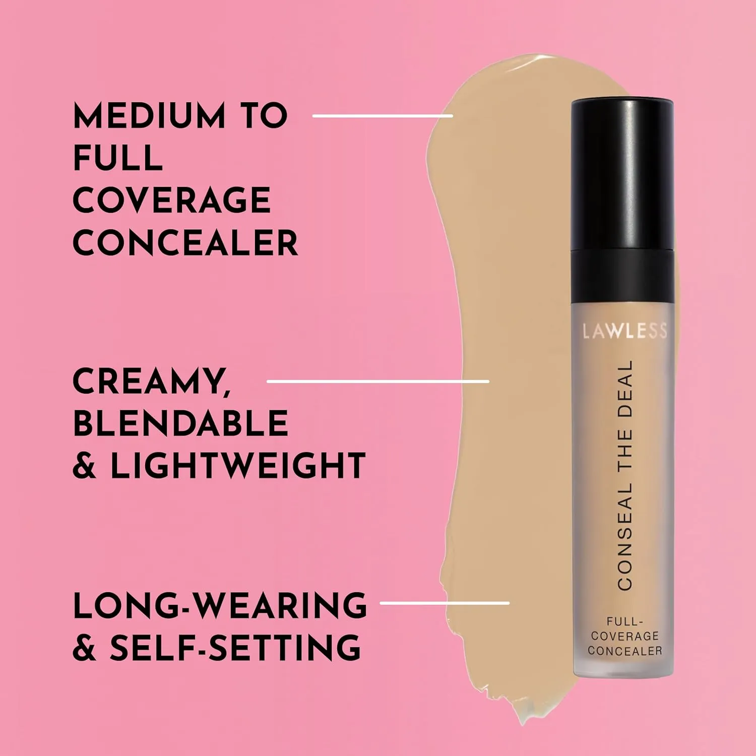 Conseal The Deal Lightweight Longwear Everyday Concealer - Marcona - with Antioxidants and Caffeine to Reduce Dark Circles and Puffiness. Long-Wearing and Self-Setting, Silicone-Free - 5 ml.