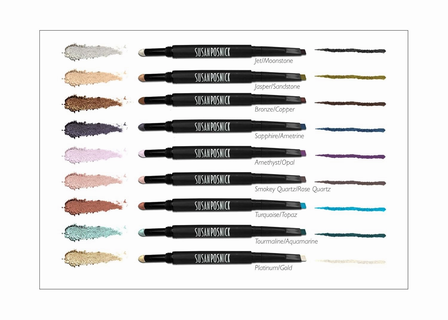 Cosmetics Eyeliner with Dual Colors and Eyeshadow (Bronze & Copper) – Dual-Ended Angled Pencil & Blendable Self-Dispensing Eye Shadow in Slender Container