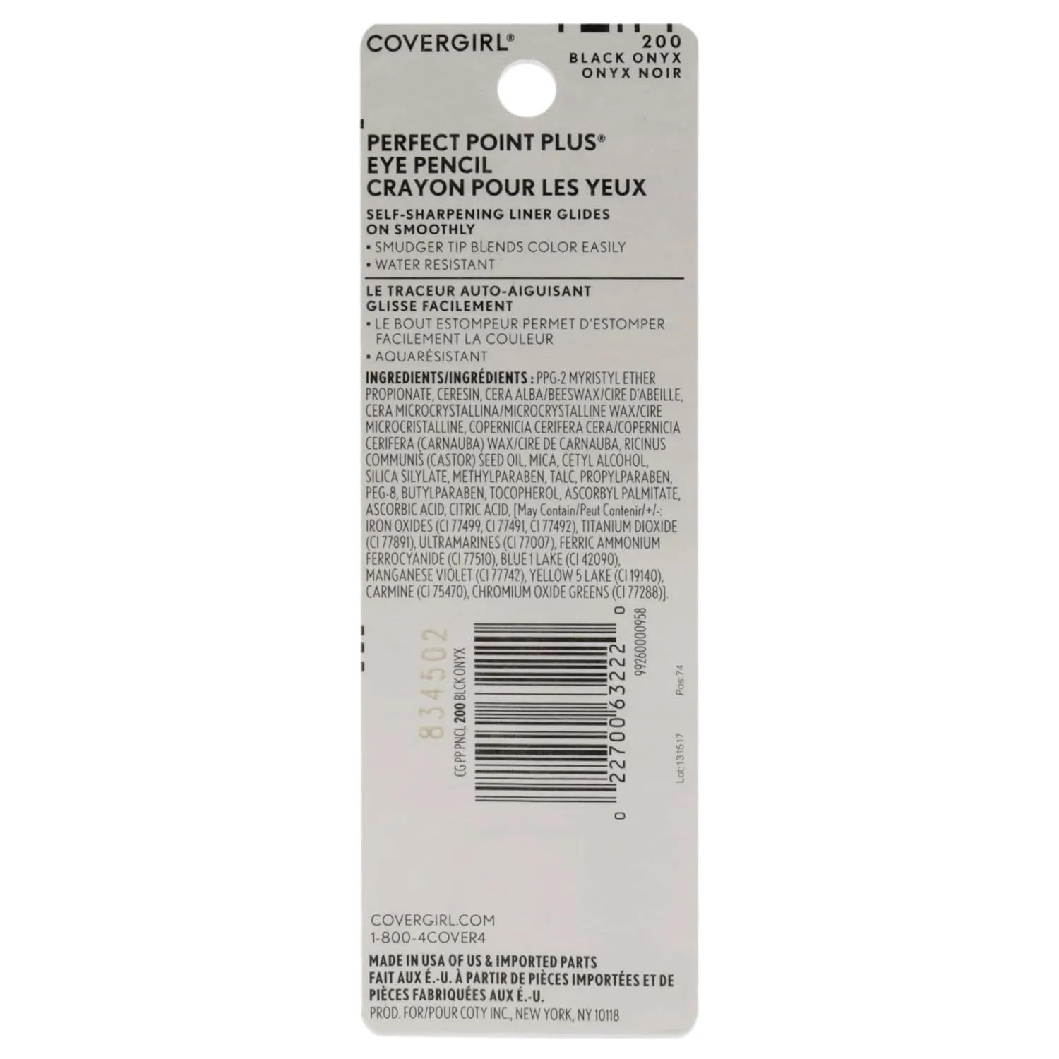 COVERGIRL Lash Blast Clean Volume Mascara, Very Black, 0.44 Fl Oz, Pack of 1 & Perfect Point Plus Eyeliner Pencil, Black Onyx Pack of 1, Long-Lasting