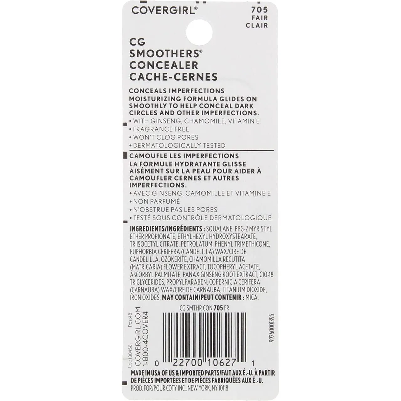 CoverGirl Smoothers Concealer, Fair [705], 0.14 oz (Pack of 4)