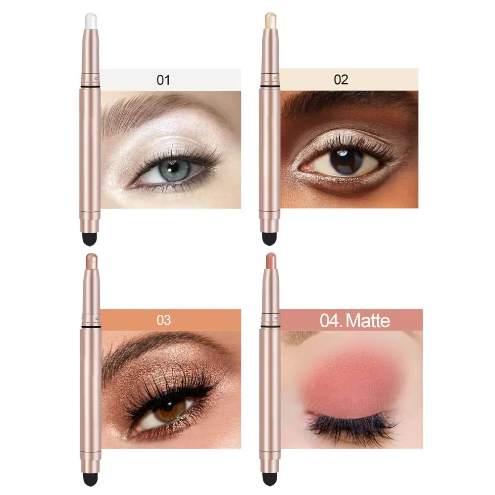 Cream Eyeshadow Stick - Cream to Powder, Matte & Shimmer, Waterproof, Long Lasting (12 Colors Set)