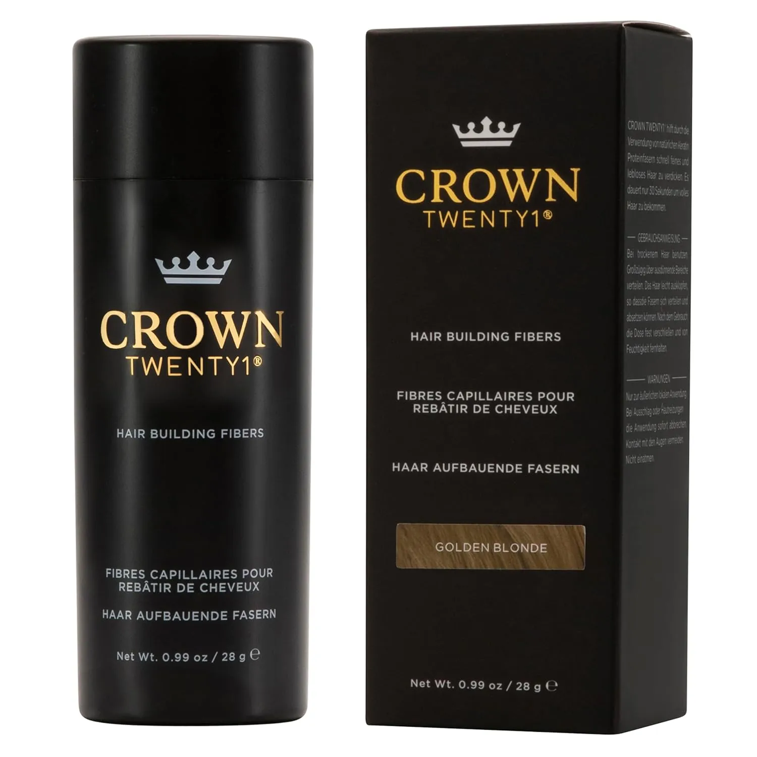 CROWN Hair Building Fibers (28g) - Instantly Cover Fine & Thinning Hair for a Thicker, Fuller Look - A Natural Keratin Concealer - 13 Shades for Men & Women - Golden Blonde