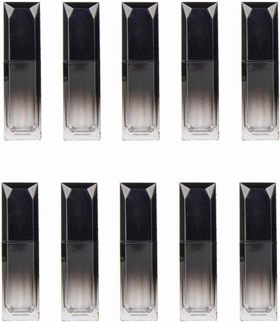 CTKcom 5ML Lip Gloss Tubes: 10pc Gradient Black Lipstick Plastic Square Lip Gloss Tube with Brush - DIY Lipstick Storage for Women Girls