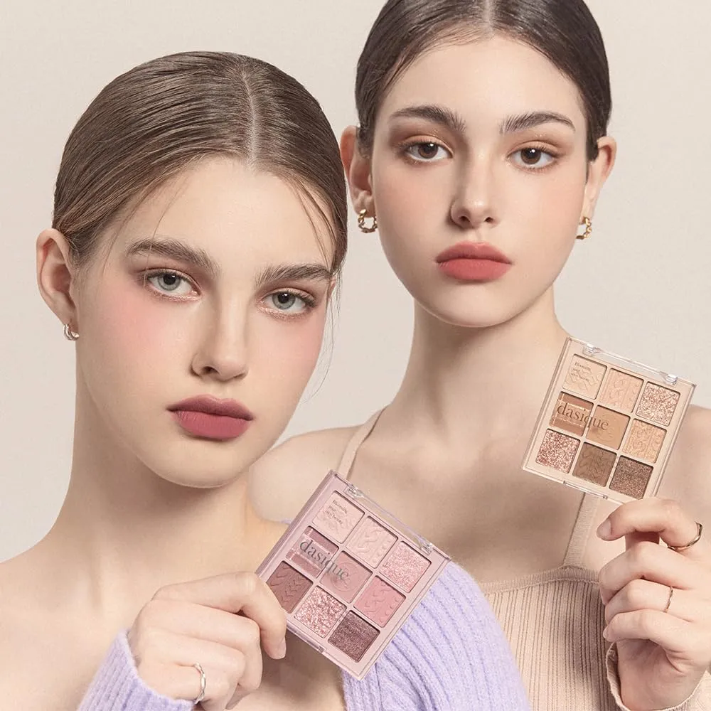 dasique Shadow Palette #15 Beige Knit l Vegan, Cruelty-Free l 9 Blendable Shades in Smooth Matte and Shimmer Finishes with Gorgeous Pearls