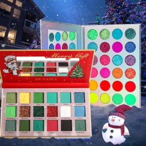 DE'LANCI Neon Eyeshadow Palette Glow in the Dark And Red Green Christmas Makeup Pallet, UV Blacklight And Highly Pigmented Matte Shimmer Pressed Glitter Shades for Face Body | Grinch Makeup