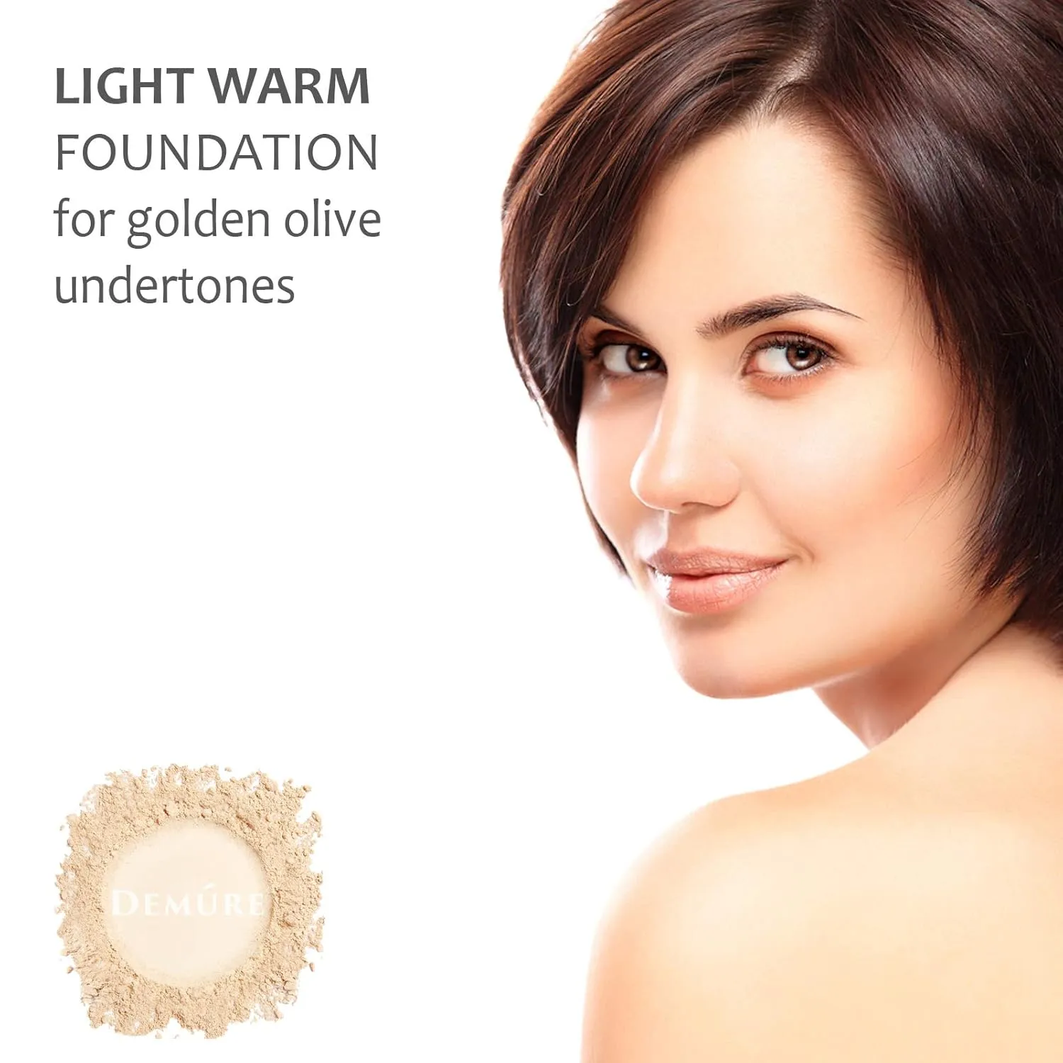Demure Natural Makeup - Light Warm Foundation, Concealer, Pure Crushed Minerals, Loose Face Powder