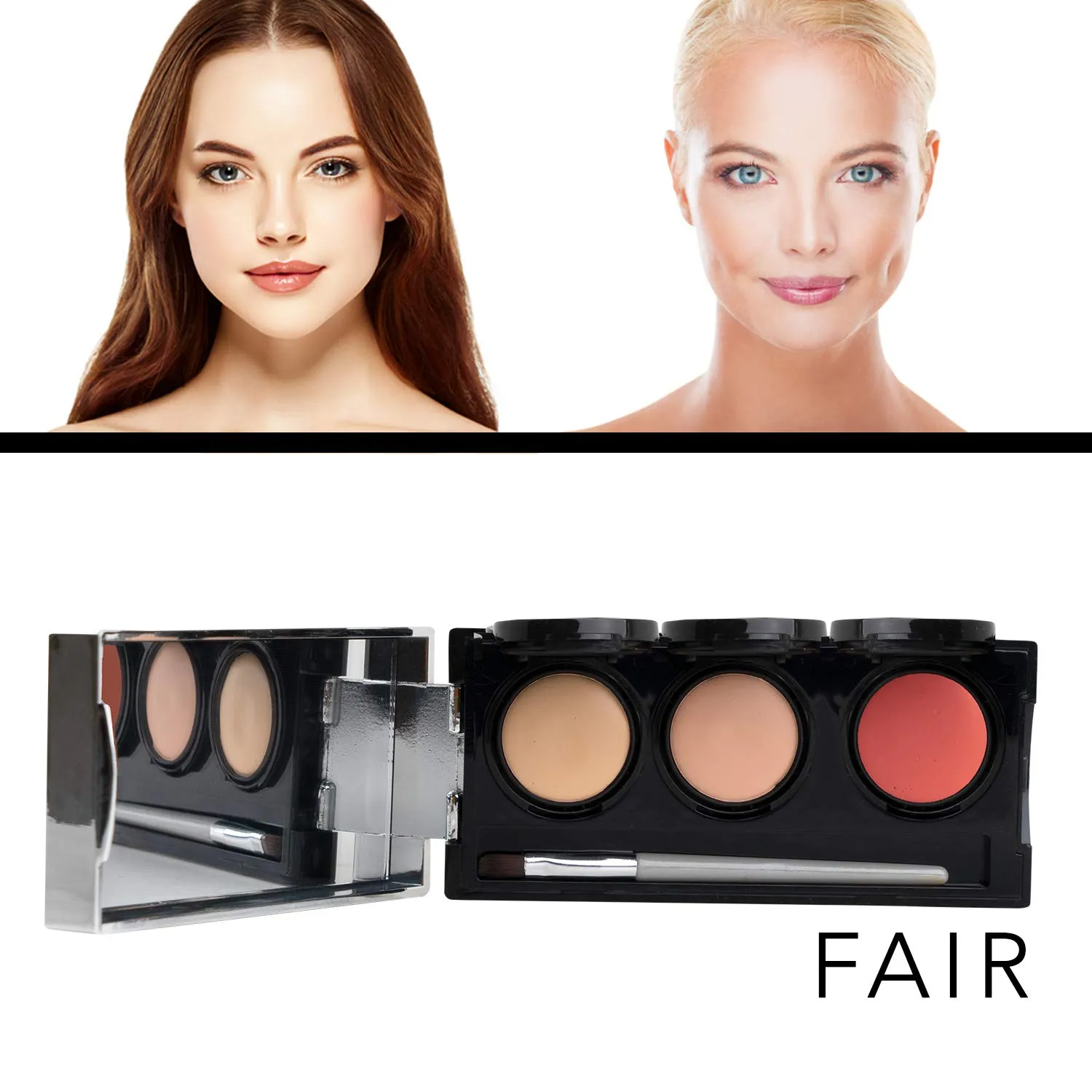 Dermaflage Tattoo Cover Up Makeup (Fair) - Bruise Full Coverage Concealer - Full Coverage Waterproof Concealer for Bruise, Scars & Acne - Smudge Proof Body Makeup Palette with 3 Pro SFX Shades   Brush