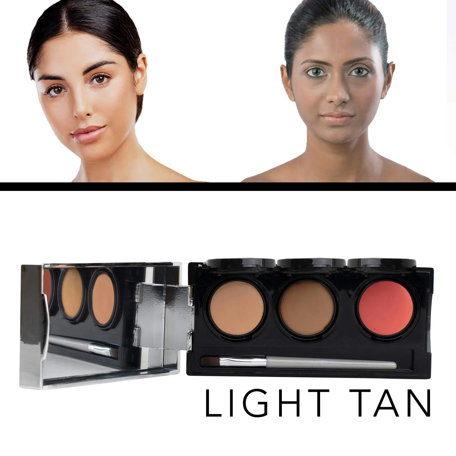 Dermaflage Tattoo Cover Up Makeup (Light Tan) - Bruise Full Coverage Concealer - Full Coverage Waterproof Concealer for Bruise,Scar & Acne - Smudge Proof Body Makeup Palette with 3Pro SFX Shades Brush