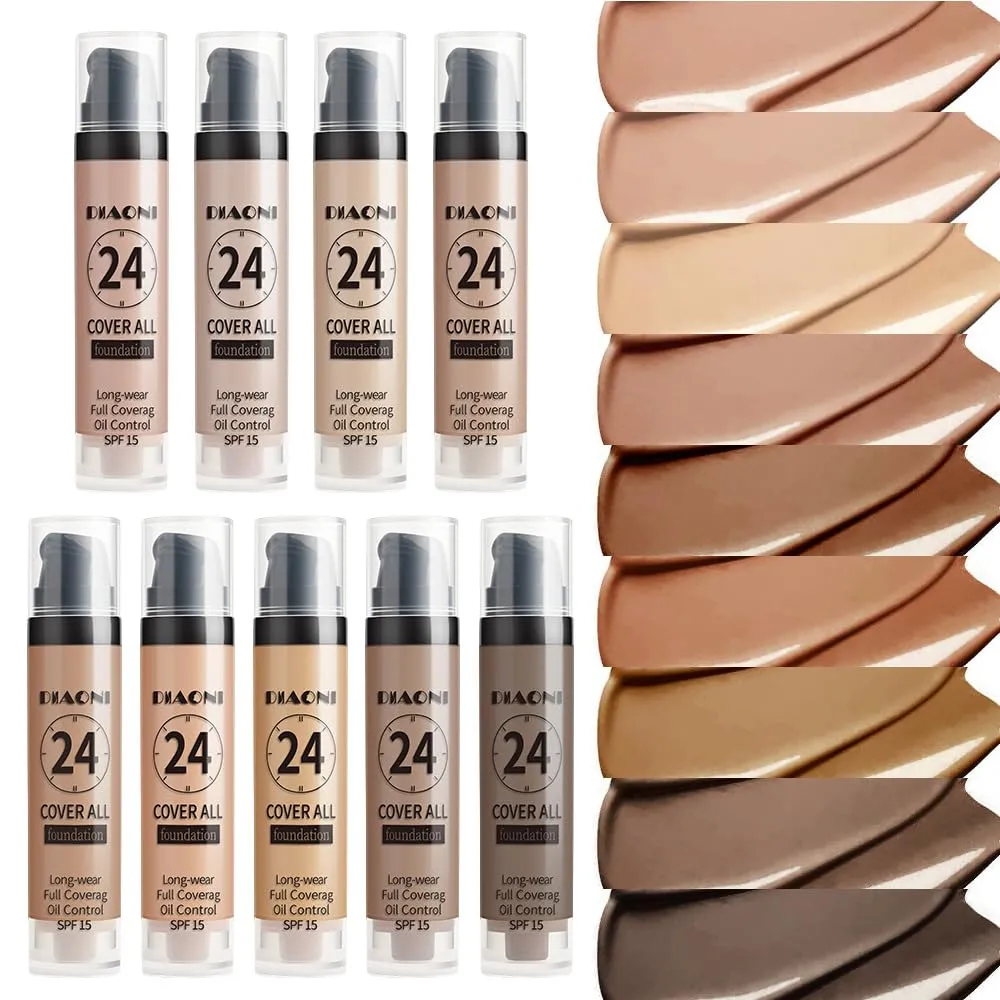 DIAONI 9-color Liquid Foundation Concealer Long Lasting 24H Moisturizing BB Cream Natural Coverage Concealer for Face and Body (04)