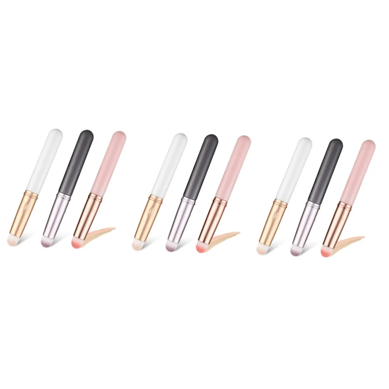 Didiseaon 9pcs Concealer Brushes Travel-friendly Lip Eye Makeup Applicators Protective Caps for Liquid Powder Cosmetics Comfortable Grip Precise Coverage