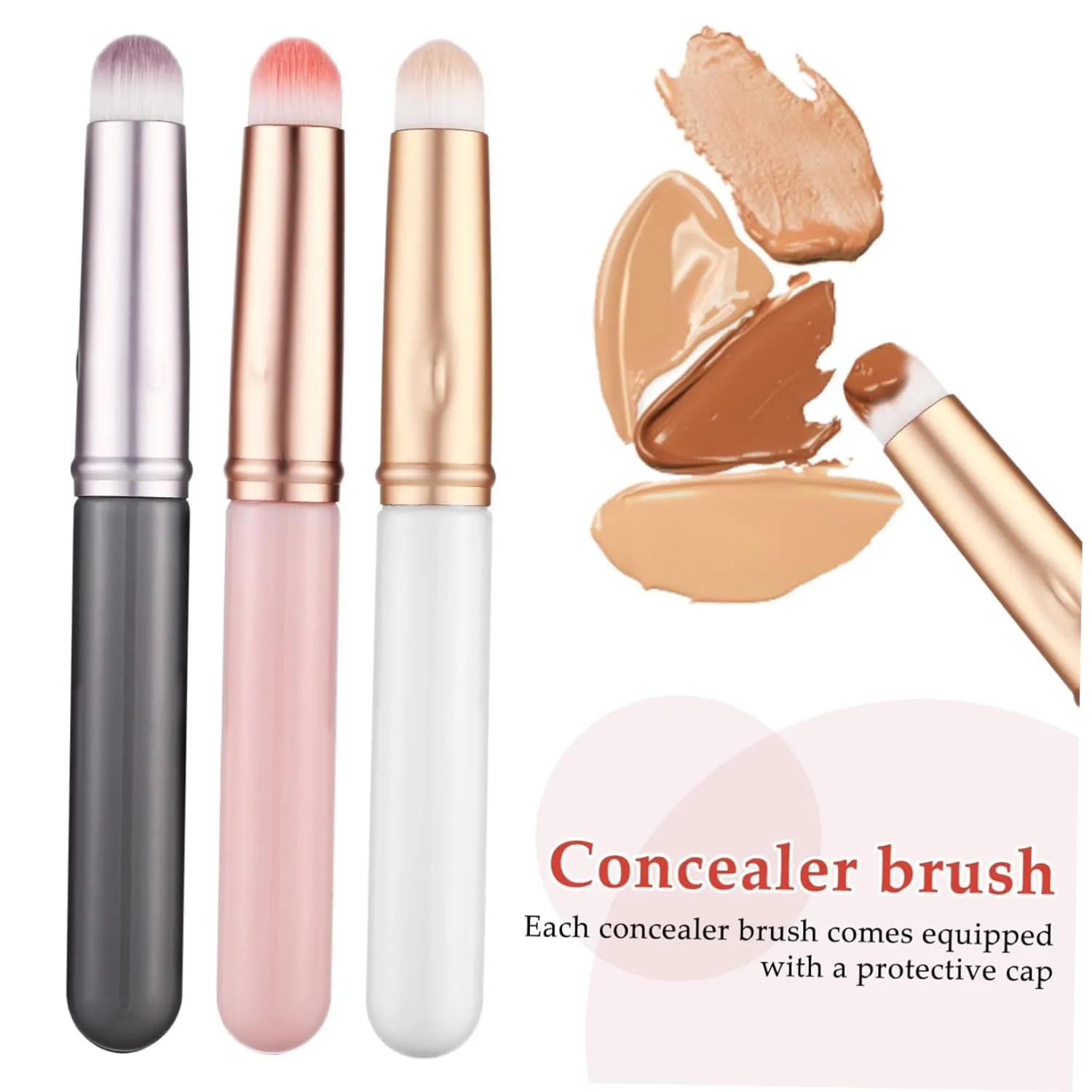 Didiseaon 9pcs Concealer Brushes Travel-friendly Lip Eye Makeup Applicators Protective Caps for Liquid Powder Cosmetics Comfortable Grip Precise Coverage