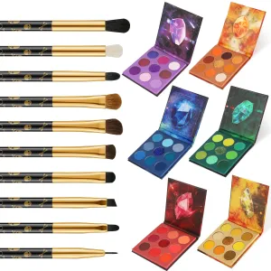 docolor 54Colors Eyeshadow Palette and 10Pcs Skull Printed Eyeshadow Makeup Brush Set Gemstone Eye Shadow Palette Highly Pigmented Mattes Glitter Shimmers Blendable Professional Makeup Palette