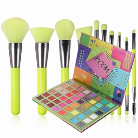Docolor 10 Pcs Makeup Brushes Set   48 Colors BOOM Eeyshadow Palette Ultra Pigmented Matte Shimmer Metallic Natural Blendable Soft Cream Powder Long Lasting Waterproof Make Up Eye Shadow Palettes