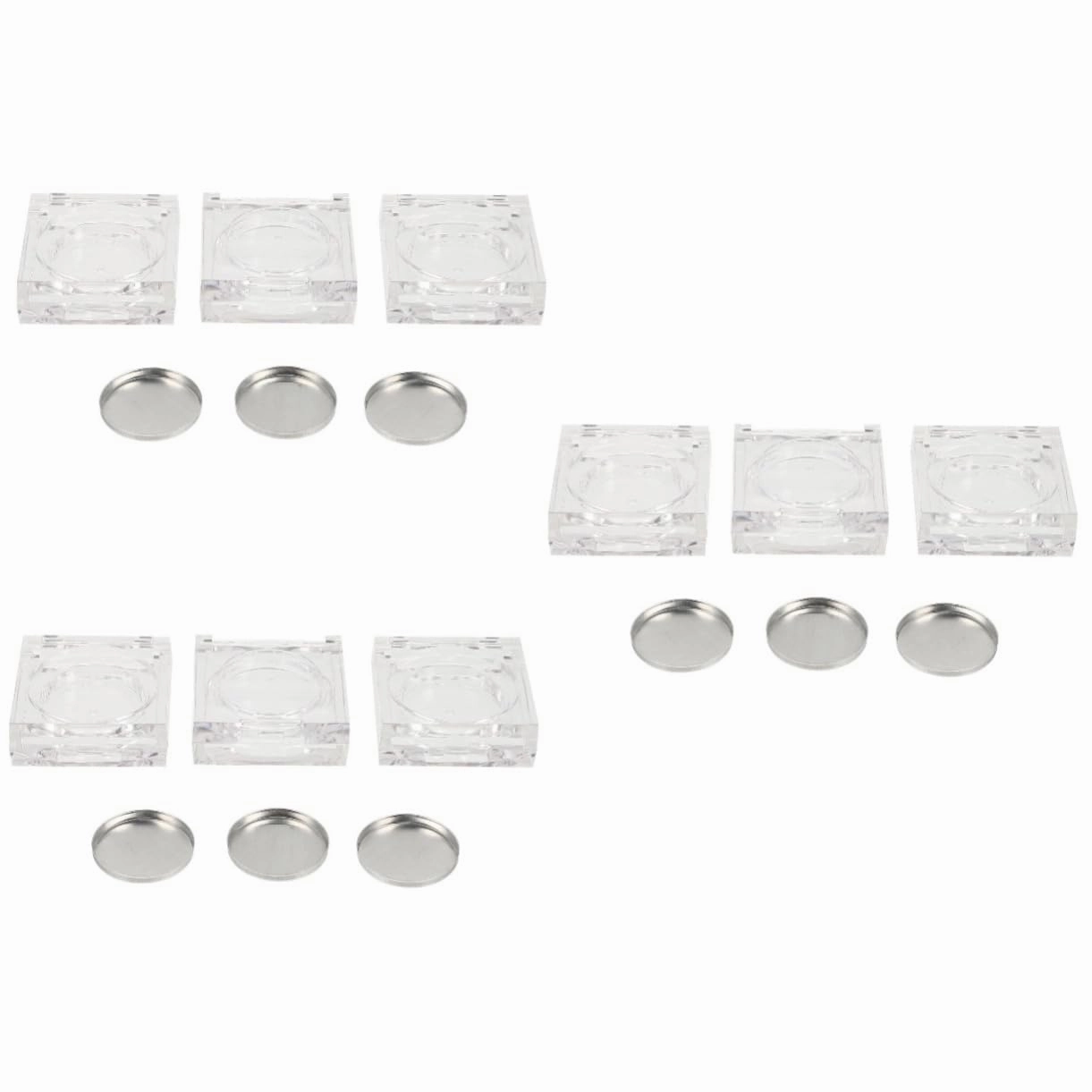 DOITOOL 18pcs Transparent Eye Shadow Case Refillable Blusher Container Compact Cosmetic Sample Tray for Daily Use for Storage of Blush Highlighter and Eyebrow Powder