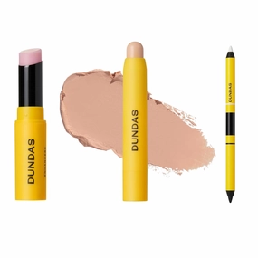 Dundas Concealer Stick (Neutral Peach) with Black & White Double Ended Eyeliner Pencil and Lip Balm for Lips, All Products Vegan & Cruelty Free