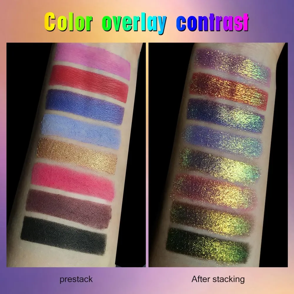 Duochrome Glitter Multichrome Metallic Eyeshadow - High Impact Multi-colors Shift Eye Looks in Pink Gold, Purple, and Green - Intense Color Shifting, High Pigmented, Longer-Lasting Without Creasing…