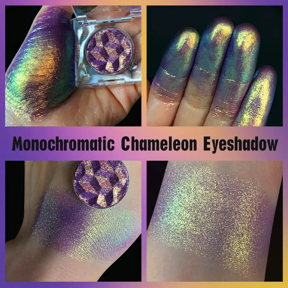 Duochrome Glitter Multichrome Metallic Eyeshadow - High Impact Multi-colors Shift Eye Looks in Pink Gold, Purple, and Green - Intense Color Shifting, High Pigmented, Longer-Lasting Without Creasing…