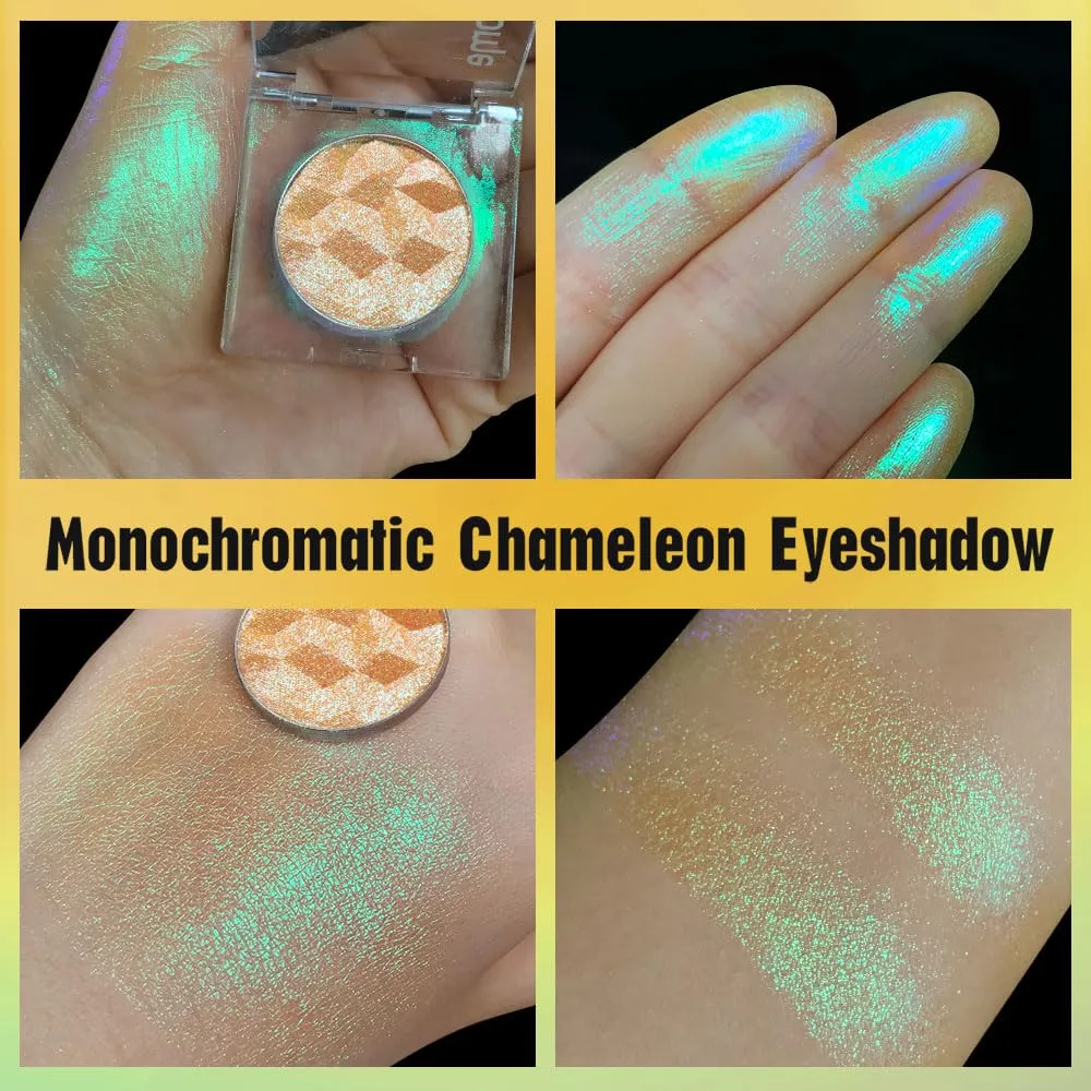 ecofavor Multichrome Metallic Eyeshadow - Duochrome Glitter High Impact Multi-colors Shift Eye Looks in Clear Metallic Yellow Green Blue Purple Silver Sparkling Intense Color Shifting, High Pigmented…