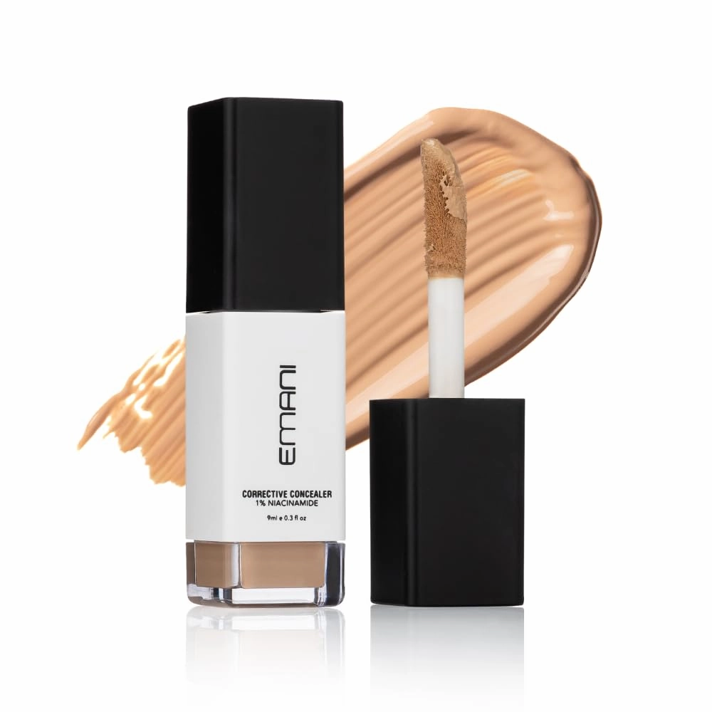 Emani HD Corrective Liquid Mineral Concealer with Vitamin C & Hyaluronic Acid, Full Coverage for Face, Cruelty-Free & Vegan, Fair