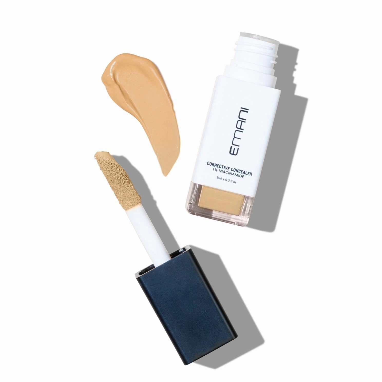 Emani HD Corrective Liquid Mineral Concealer with Vitamin C & Hyaluronic Acid, Full Coverage for Face, Cruelty-Free & Vegan, Medium