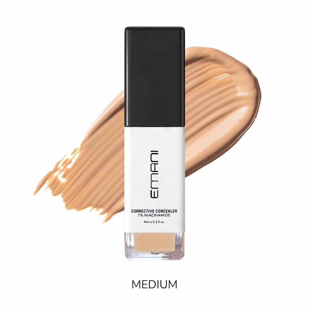 Emani HD Corrective Liquid Mineral Concealer with Vitamin C & Hyaluronic Acid, Full Coverage for Face, Cruelty-Free & Vegan, Medium