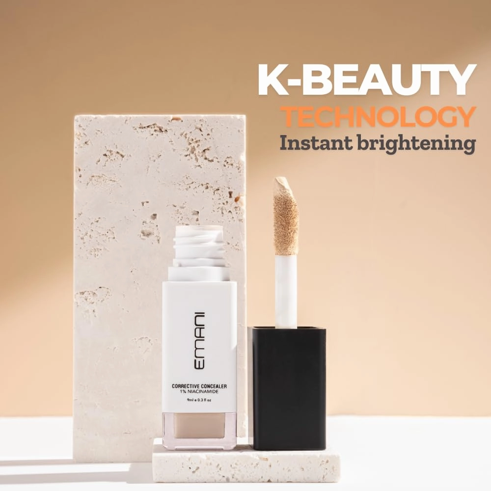 Emani HD Corrective Liquid Mineral Concealer with Vitamin C & Hyaluronic Acid, Full Coverage for Face, Cruelty-Free & Vegan, Medium