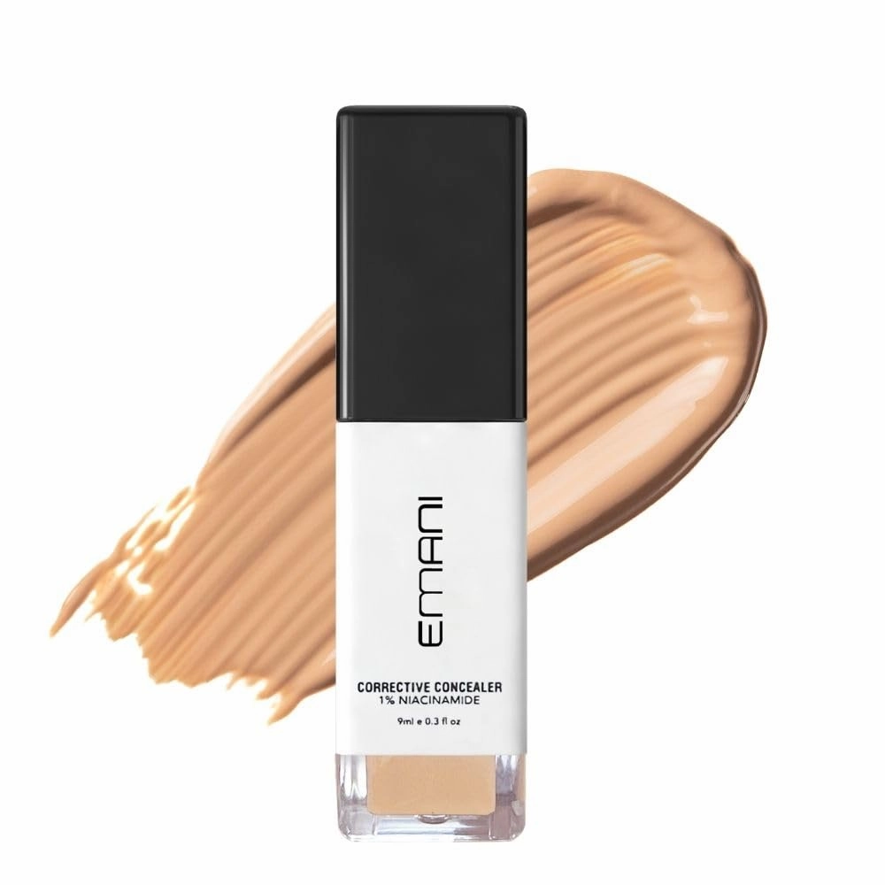 Emani HD Corrective Liquid Mineral Concealer with Vitamin C & Hyaluronic Acid, Full Coverage for Face, Cruelty-Free & Vegan, Medium