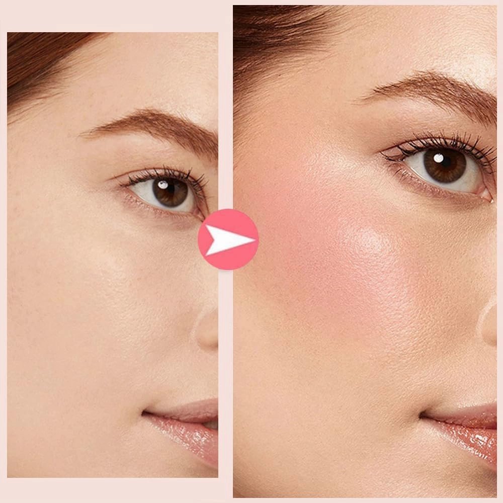 Embossed Smooth Powder Blush Palette for Cheeks, Quotationi Embossed Girl Blush for Cheeks with Stippling Brush, Orange Blush, Matte Face Powder Blush Palette, Natural Makeup (B,2pcs)