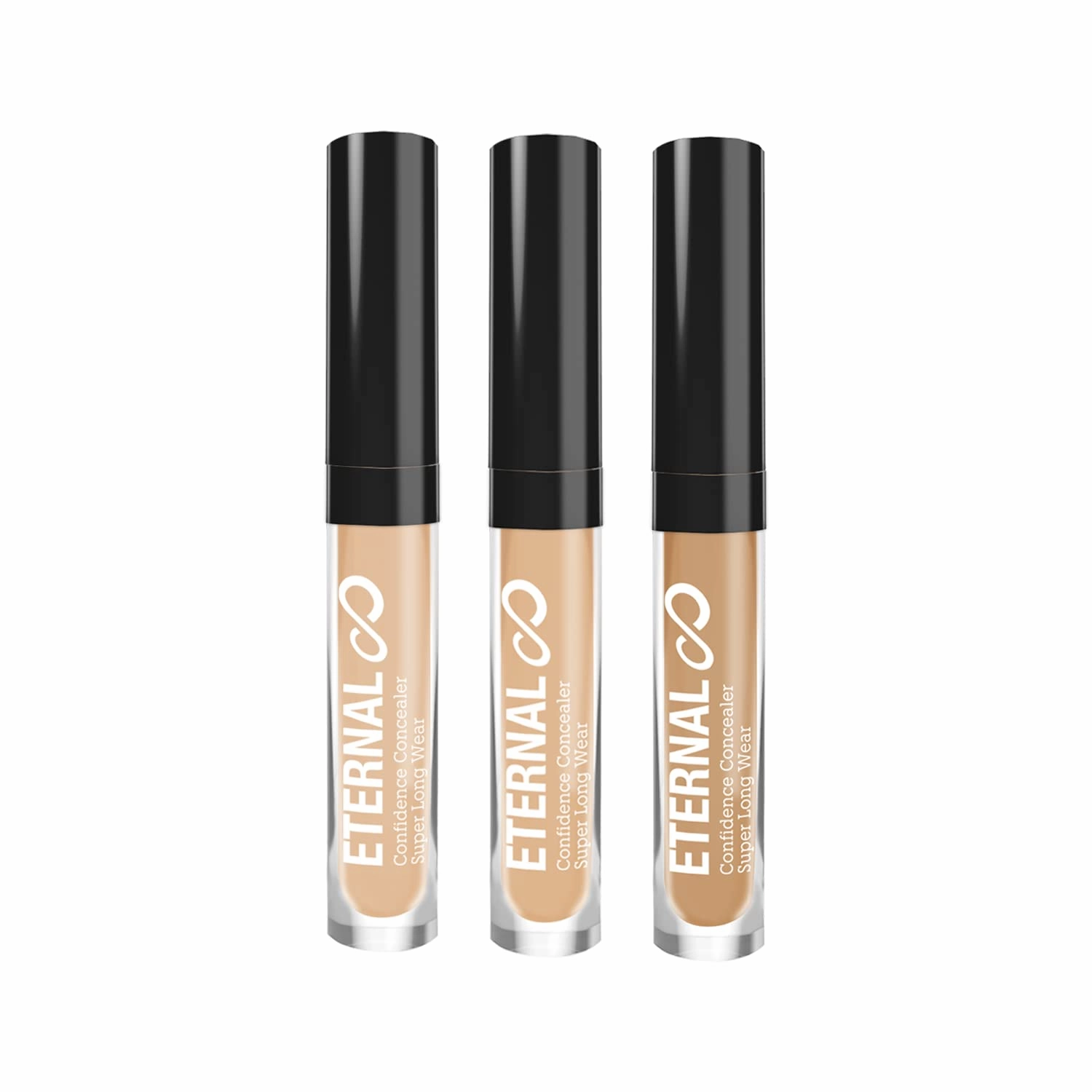 Eternal Confidence Super Long Wear Concealer Pack of 3 (Light   Medium  Dark) – Luminous Hydrating High Coverage Dark Circle Makeup, 0.11 Oz each
