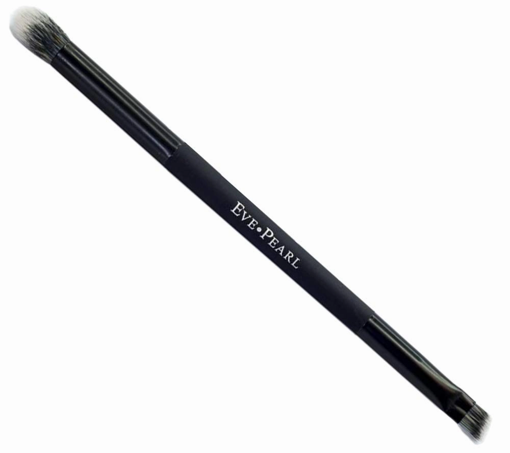 EVE PEARL Dual Ended Brush Contour Concealer Blender Fan Liner Highlighter Brow Cruelty Free Hypoallergenic Easy Blending Makeup Brushes (B207 Liner Highlighter)