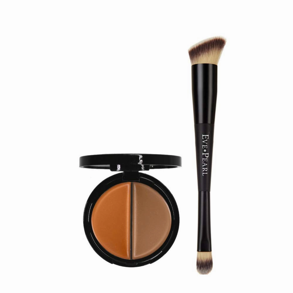 EVE PEARL Dual Salmon Concealer And 202 Concealer Blender Brush Full Coverage Under Brighten Eye Pro Concealer Brush Set Makeup Kit (Deep)