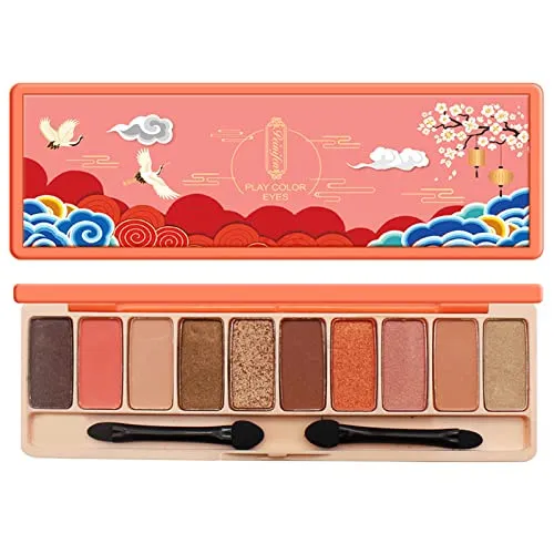 Eye Makeup Palette, Palace Eyeshadow Palettes, High-Grade Pigmented Shades Palette Set Shimmer Foils Eye Makeup Long Lasting of Shades 10 Colors Sweatproof with 2 Mini Brushes