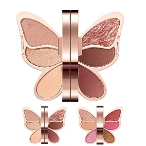 Eye Makeup Palette, Unique Butterfly Eyeshadow Palette, Matte Eyeshadow Pallet Pigmented Shades Makeup Palette Set Shimmer Foils Eye Makeup Long Lasting Palette of Shades 6 Colors Sweatproof 2 PCS (#01 #02)