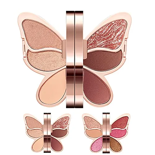 Eye Makeup Palette, Unique Butterfly Eyeshadow Palette, Matte Eyeshadow Pallet Pigmented Shades Makeup Palette Set Shimmer Foils Eye Makeup Long Lasting Palette of Shades 6 Colors Sweatproof 2 PCS (#01 #02)